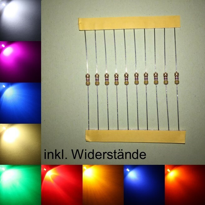 3mm LEDs flat head water clear all colours including resistors light emitting diodes LED +