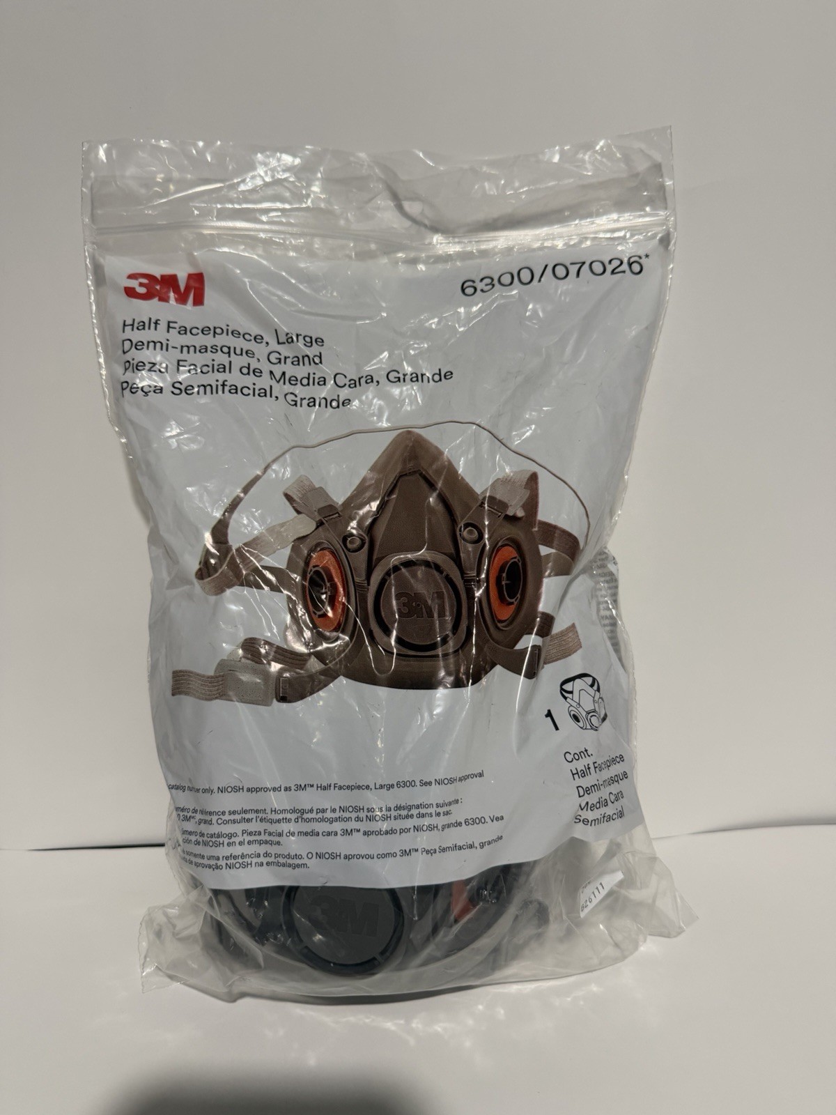 3M 6300 Half-Face Reusable Respirator, NIOSH, Bayonet, 4-Point, MEDIUM
