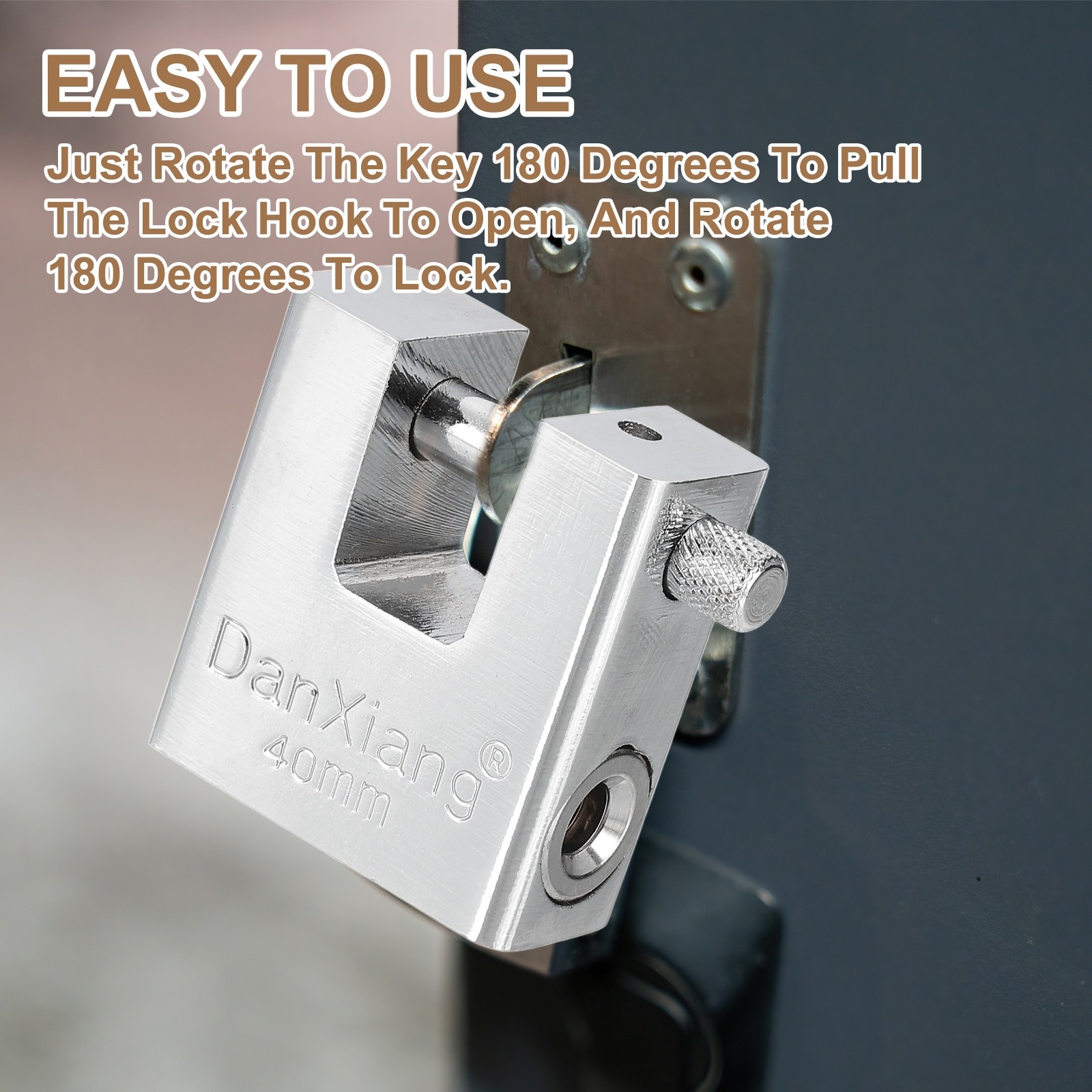 2Pcs 1.6″ High Security Padlock Steel D-Shaped Heavy Duty Locks w 4 Keys