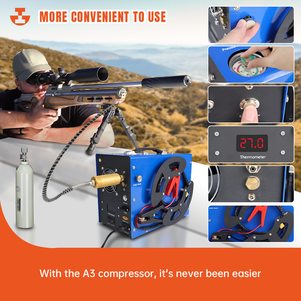 TOAUTO 30Mpa Auto Stop Electric PCP Pump Air Compressor 4500Psi 12V/110V/220V
