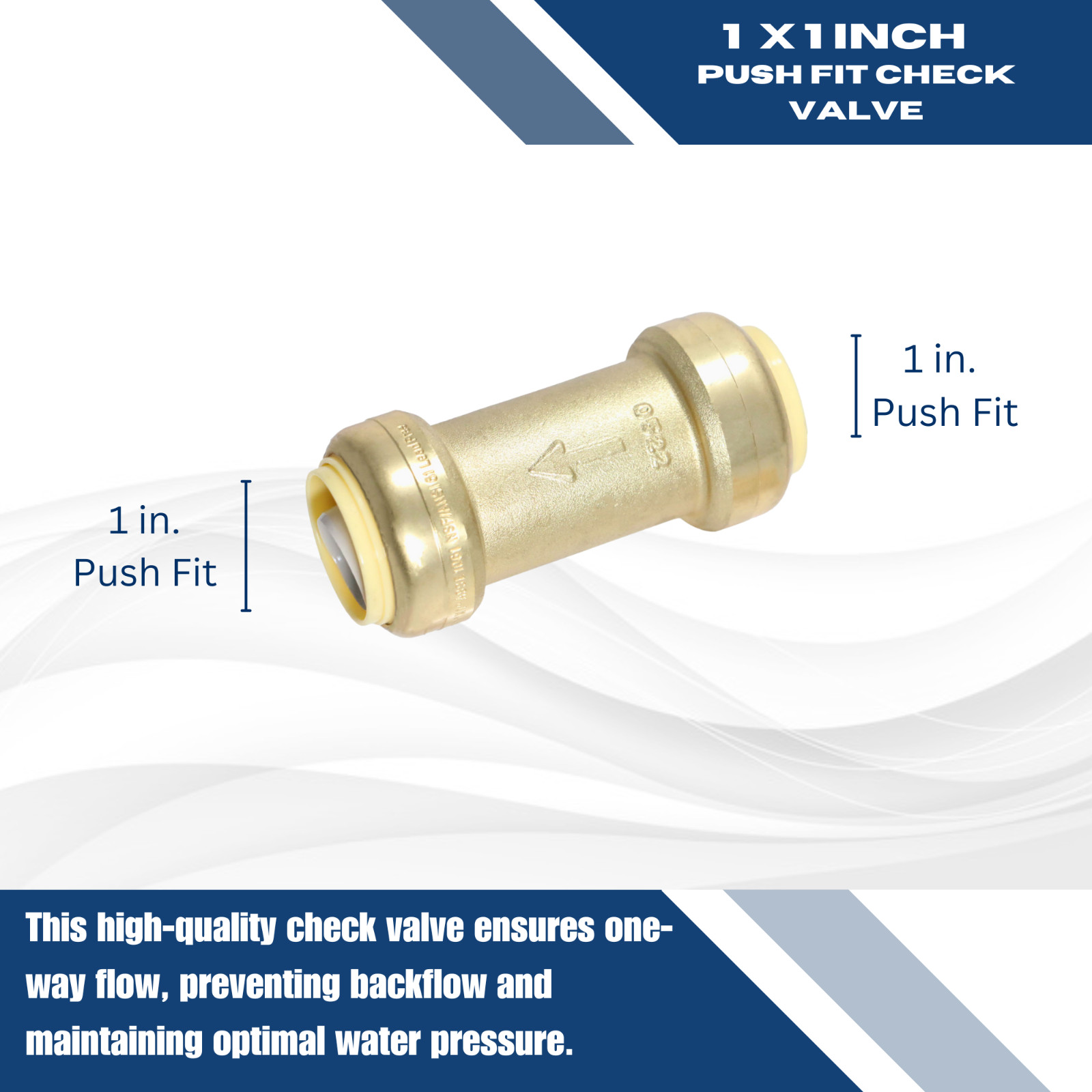 10 PIECES 1″ PUSH FIT X 1″ PUSH FIT CHECK VALVE LEAD FREE BRASS NSF