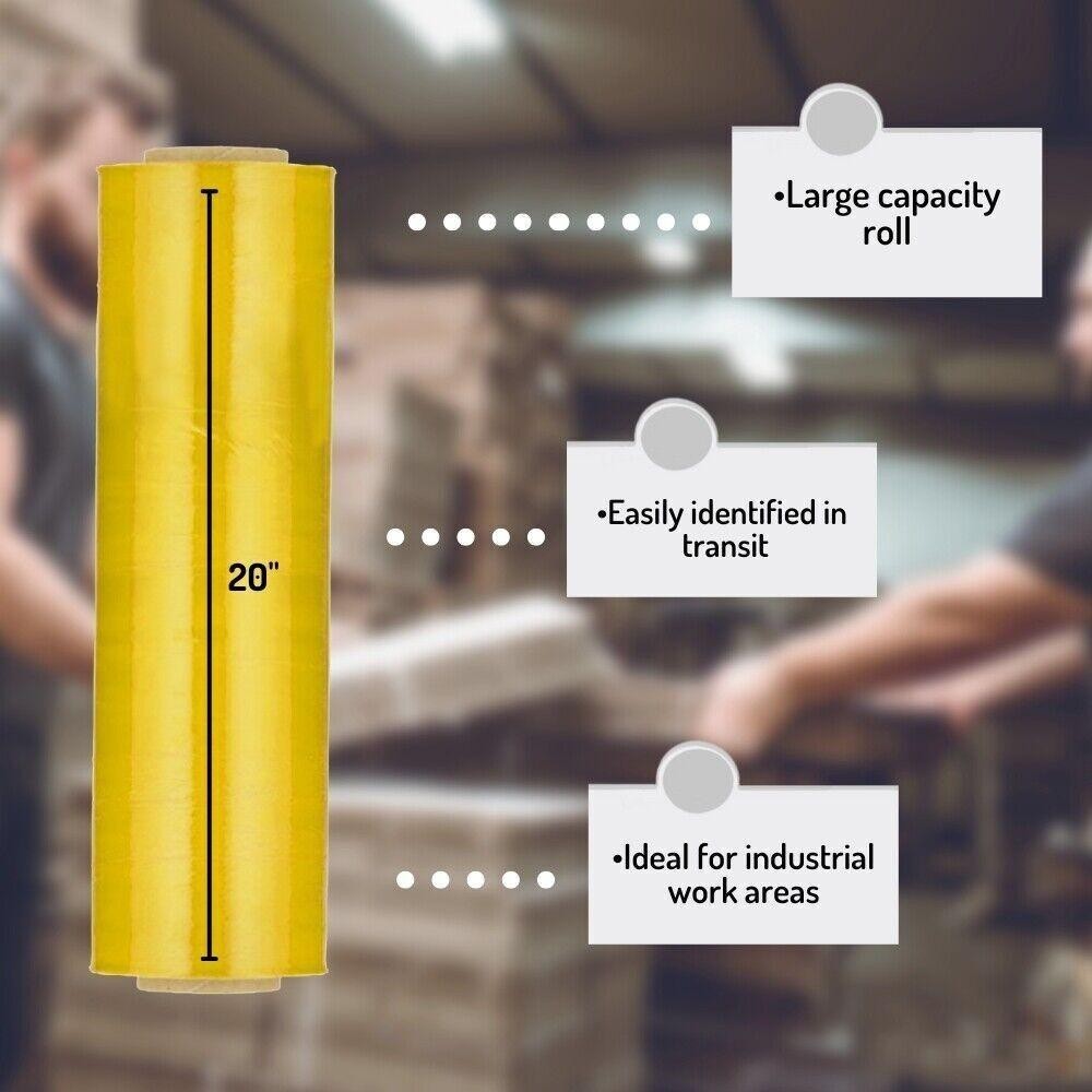 Machine Stretch Wrap 20″ x 5000′ 80 Gauge Dark Yellow Shrink Flim 1 Roll