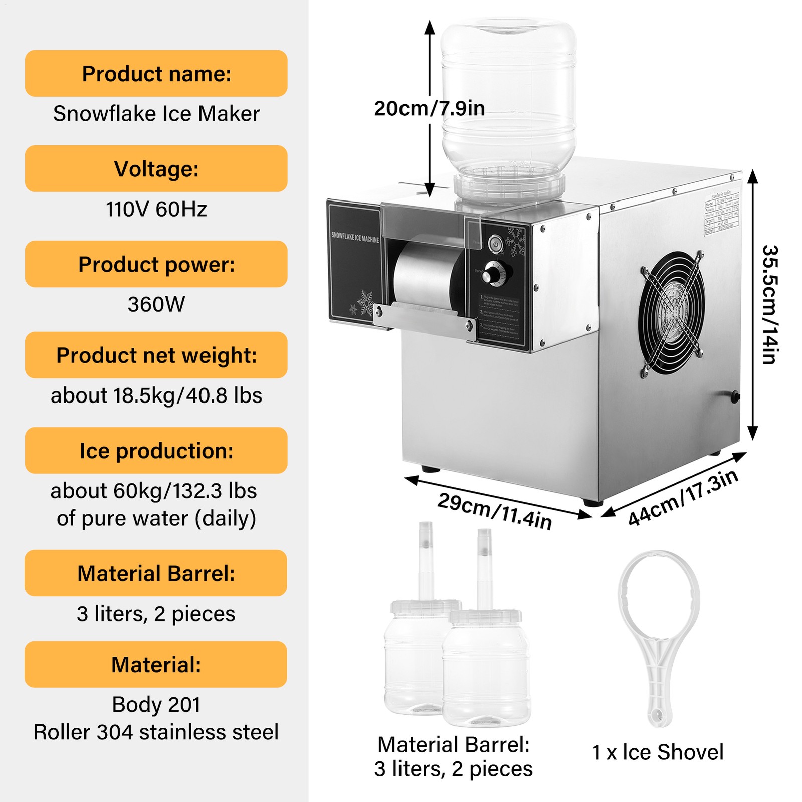 Commercial Snowflake Ice Machine, Snow Cone Machine, Ice Shaver Slush Maker New