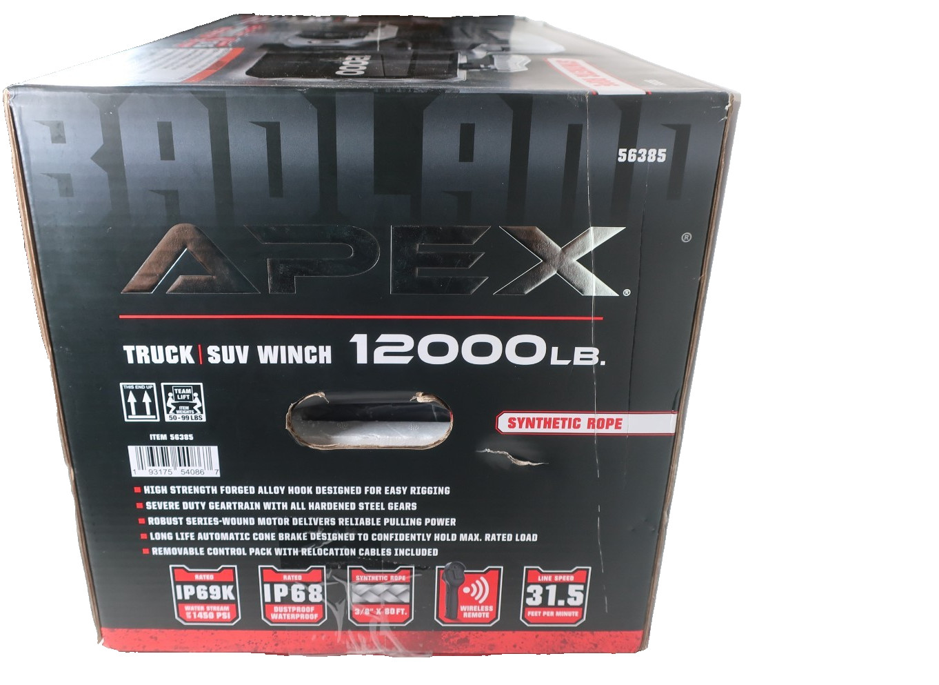 Badland APEX 12000 lb Winch Synthetic Rope Wireless Remote NEW