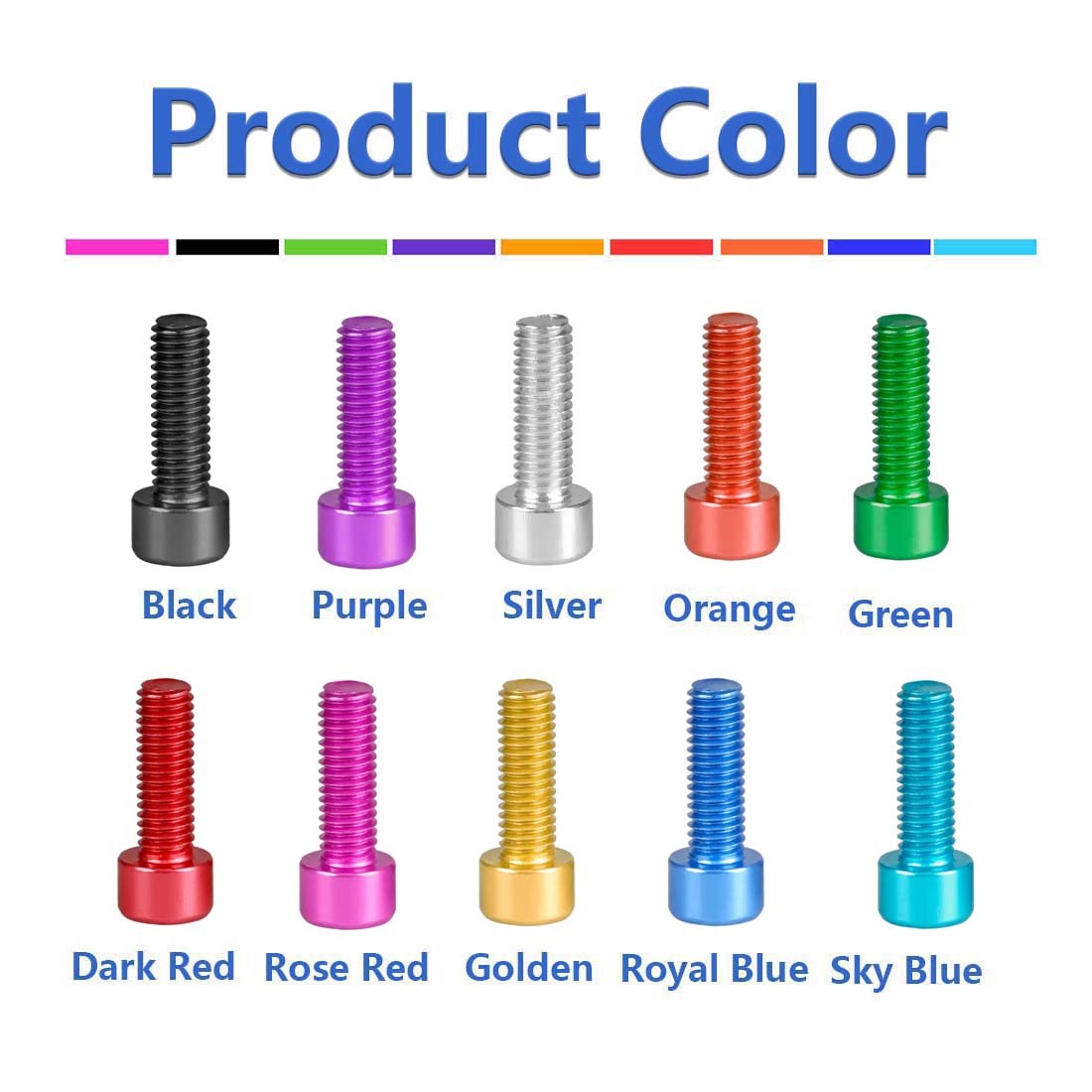 M3 M4 M5 M6 Aluminum Allen Bolt DIY Socket Cap Screws Hex Head Anodised Bolts
