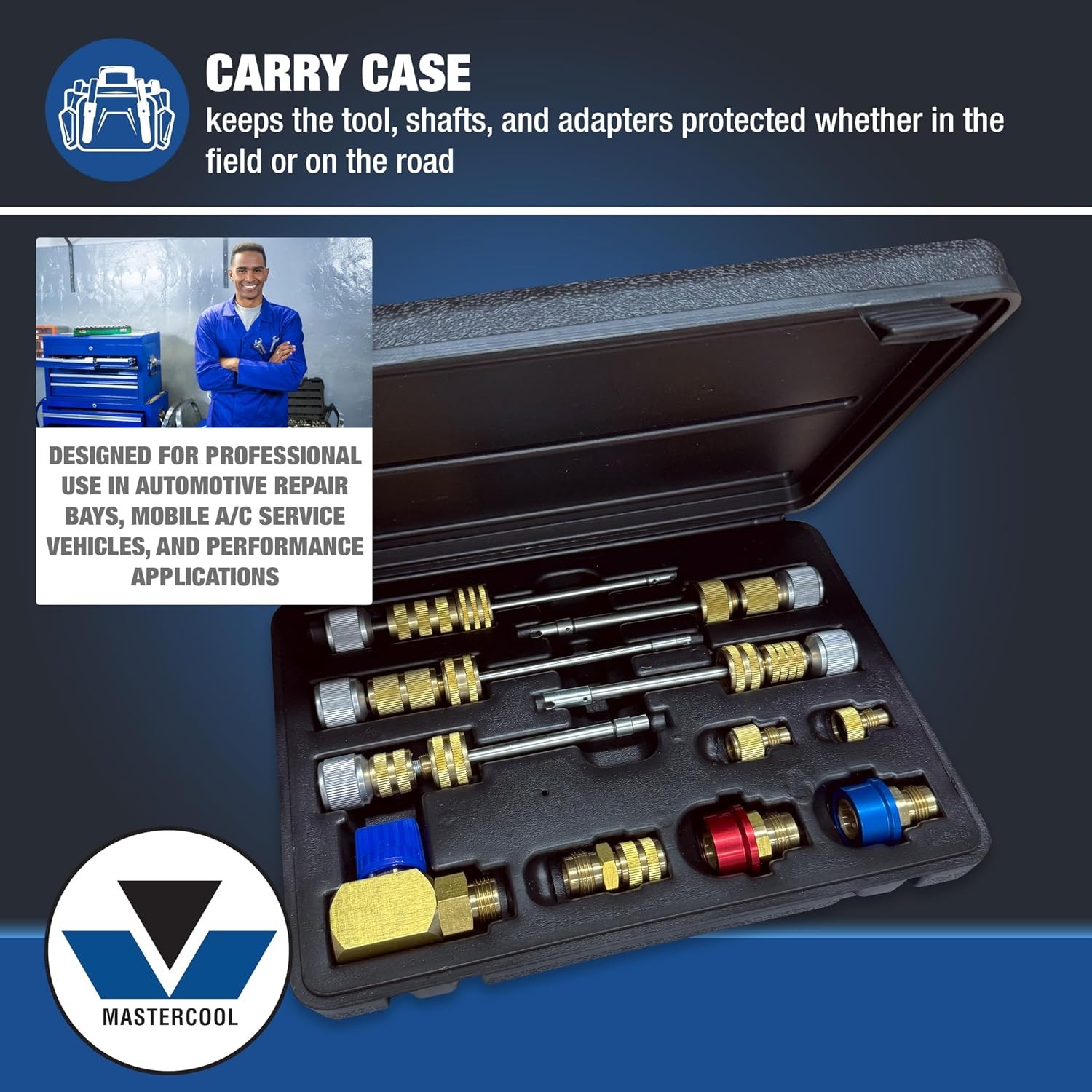 Durable R134a Valve Core Removal Kit: Includes Shafts, Adapters & Carrying Case