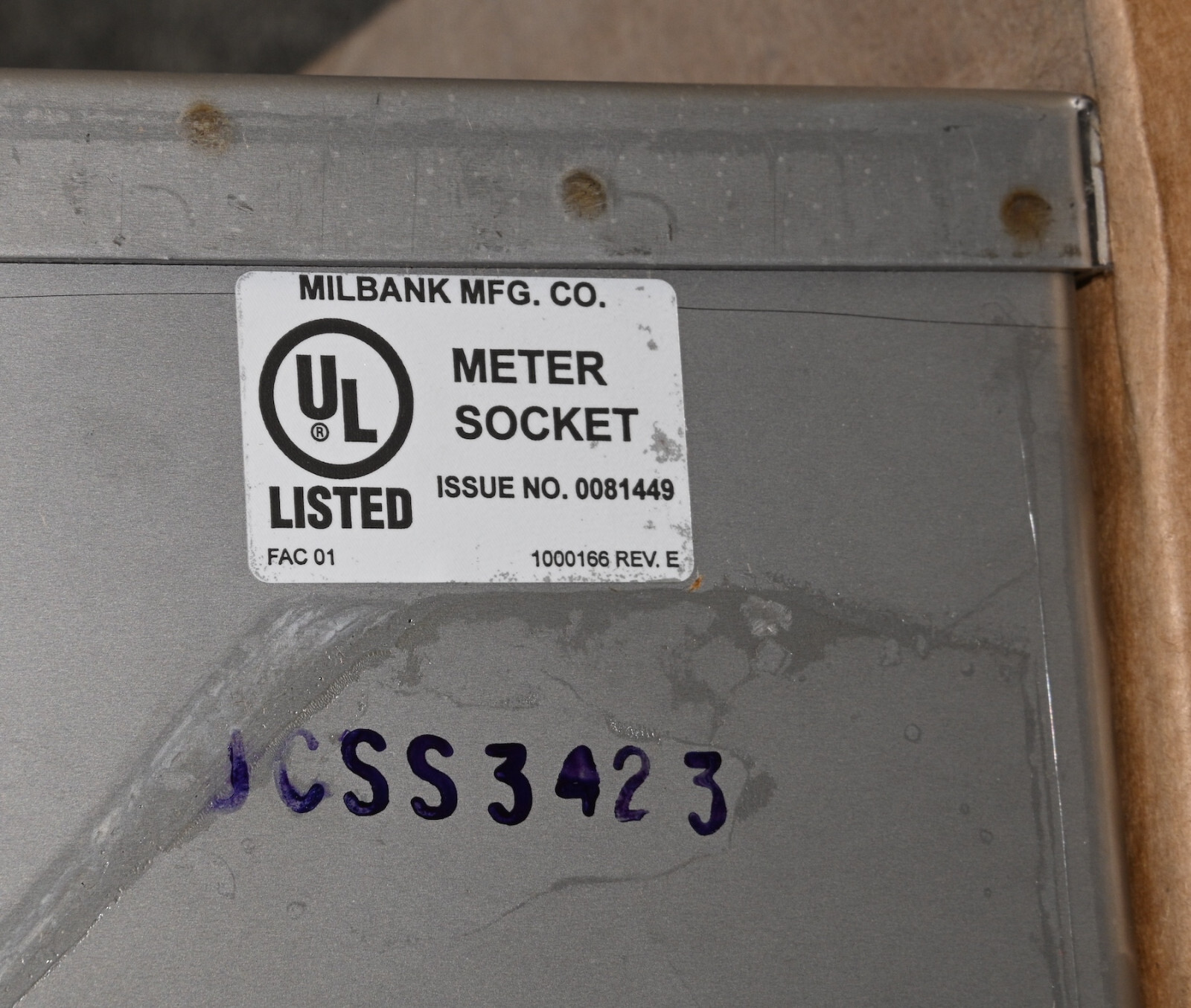 Milbank NEW STAINLESS STEEL 20A 13T RL TS PROV UG UCSS3423-O Meter Socket Panel