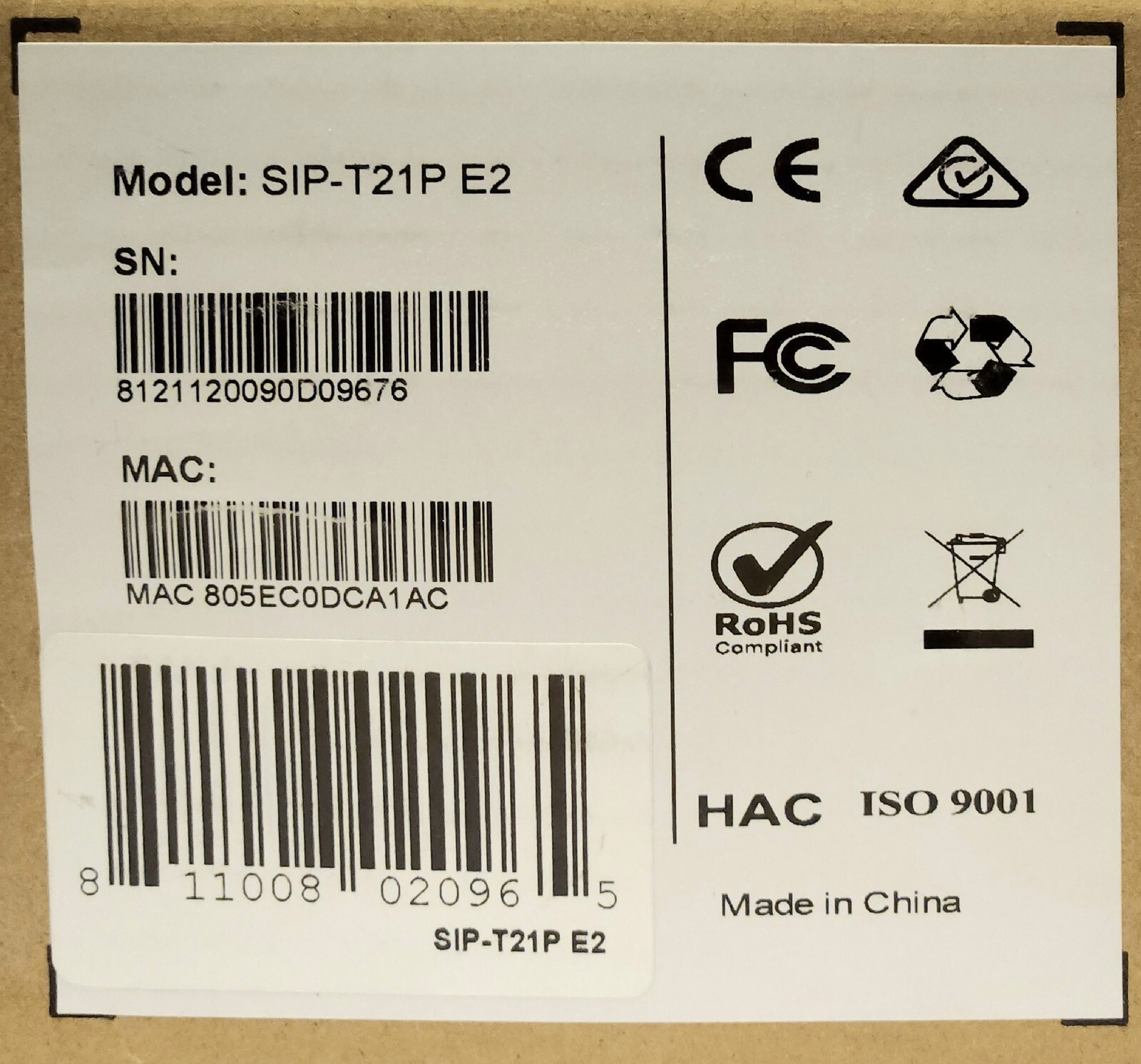 YEALINK OOMA 530 0263 100 MODEL SIP T21P E2 Enterprise IP PHONE SIP-T21P