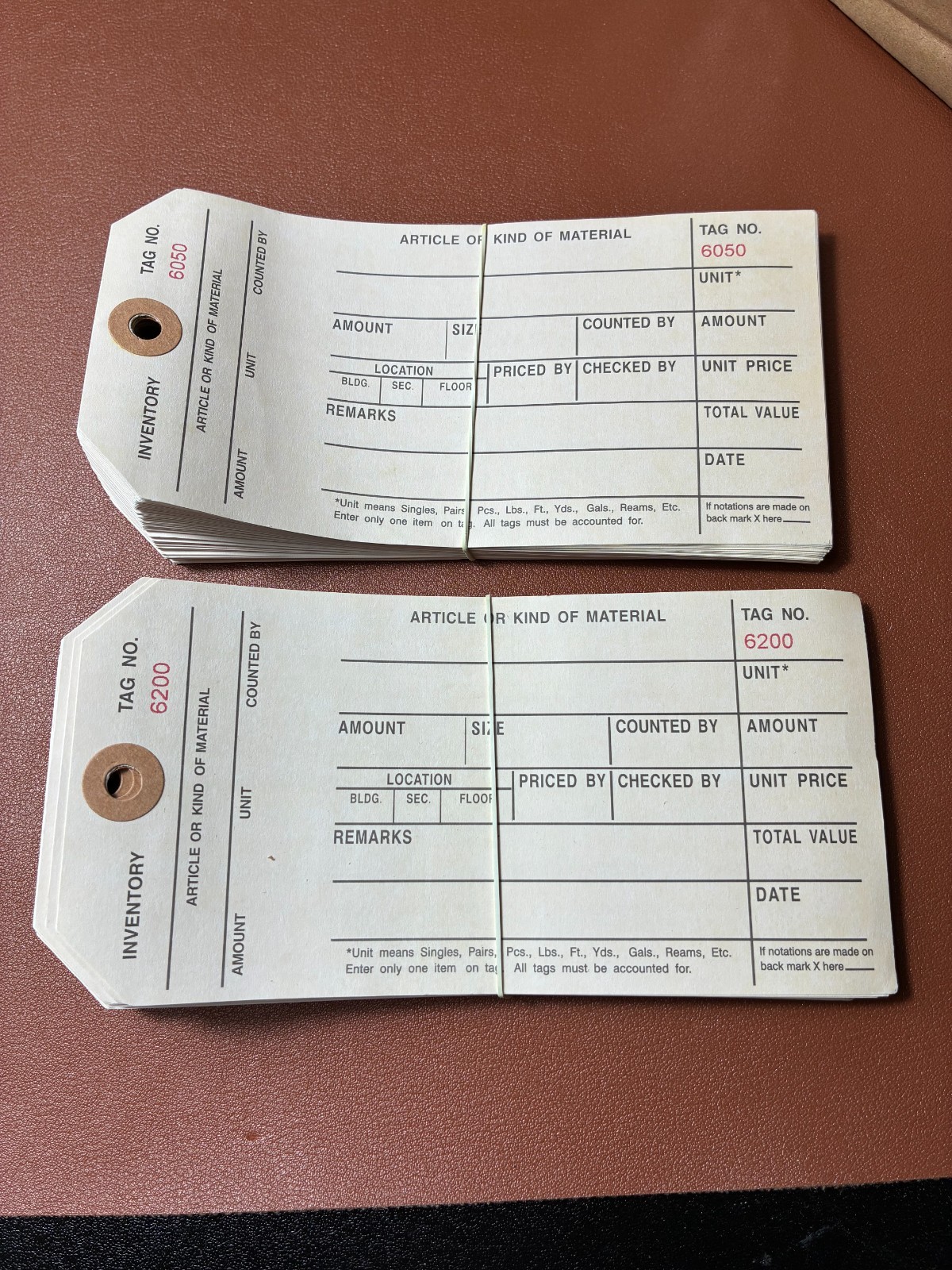 Aviditi Inventory Tags 1 Part Stub Style G18071 Box of 1000 Count 6 1/4 x 3 1/8″