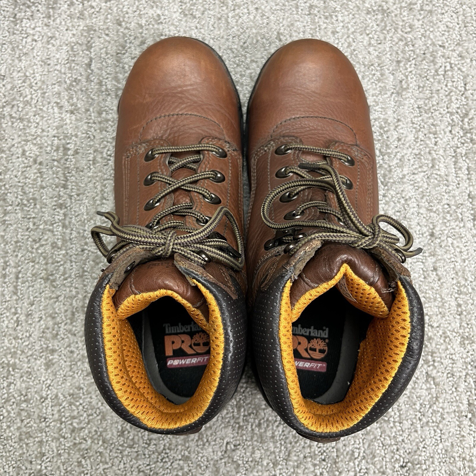 Timberland Pro358 Boots WOMEN Size 10 Brown Leather Lace Up Safety Toe Work Boot