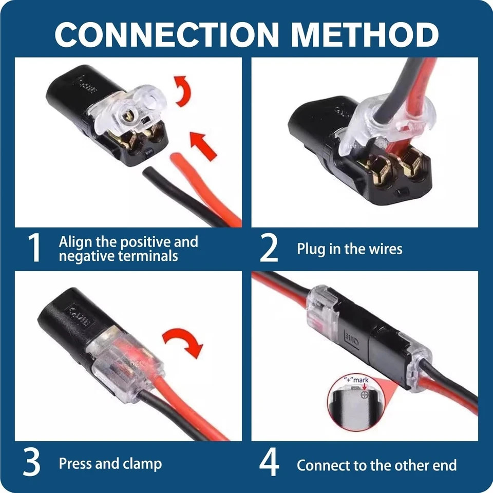 Double-Wire Plug-in Connector,Quick Connect Push-in Lever Wire Connectors(50Pcs)