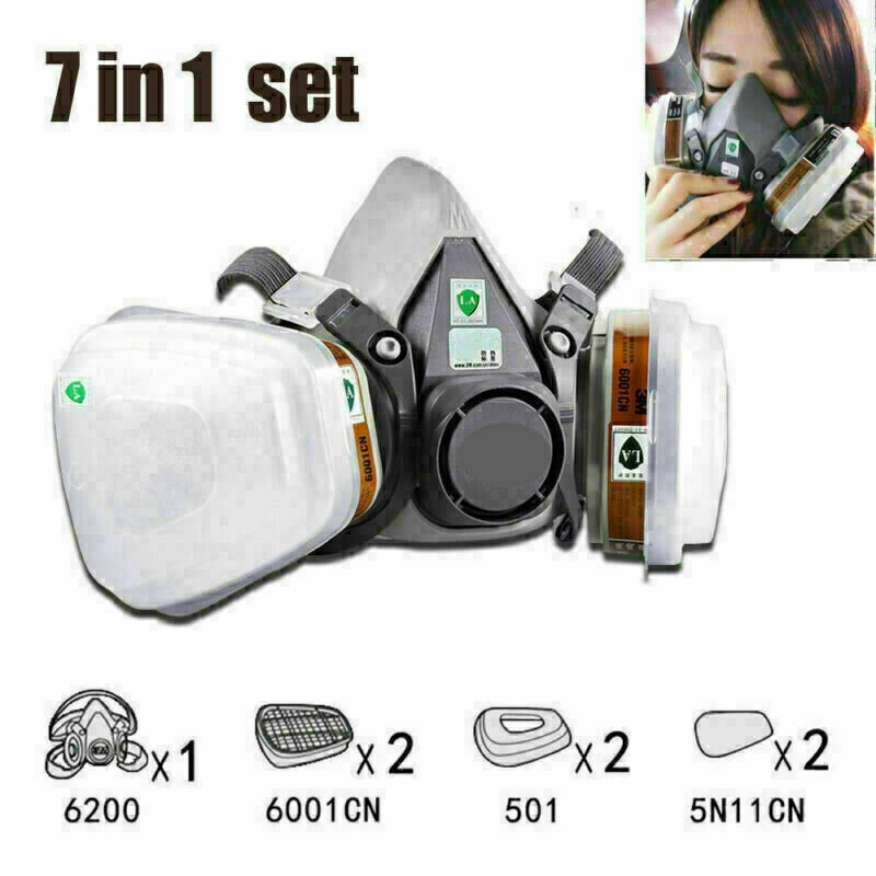 7in1 Half Face Gas Mask 6200 Respirator Safety Protect Painters Respirator New