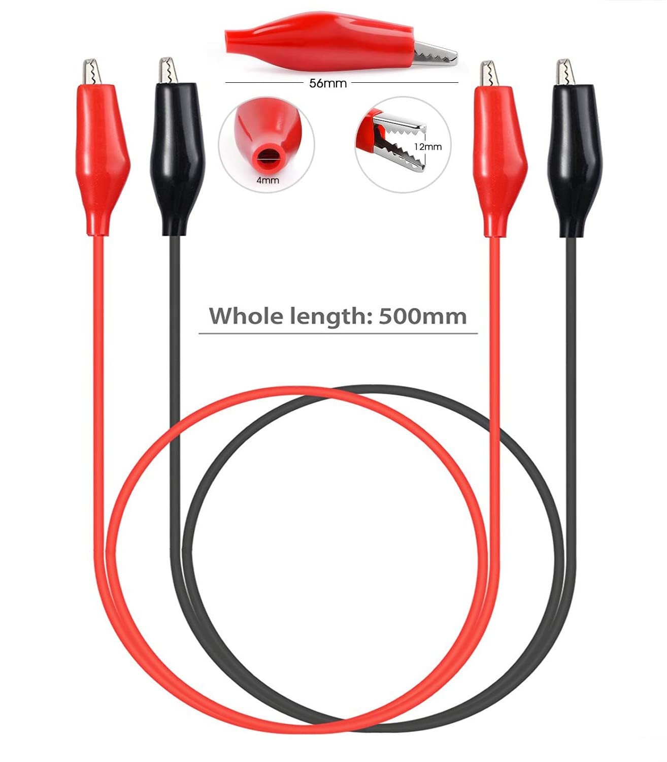 Alligator Clips Electrical 10Pcs, 0.5Mm² /20AWG Wire, Insulated Test Leads with