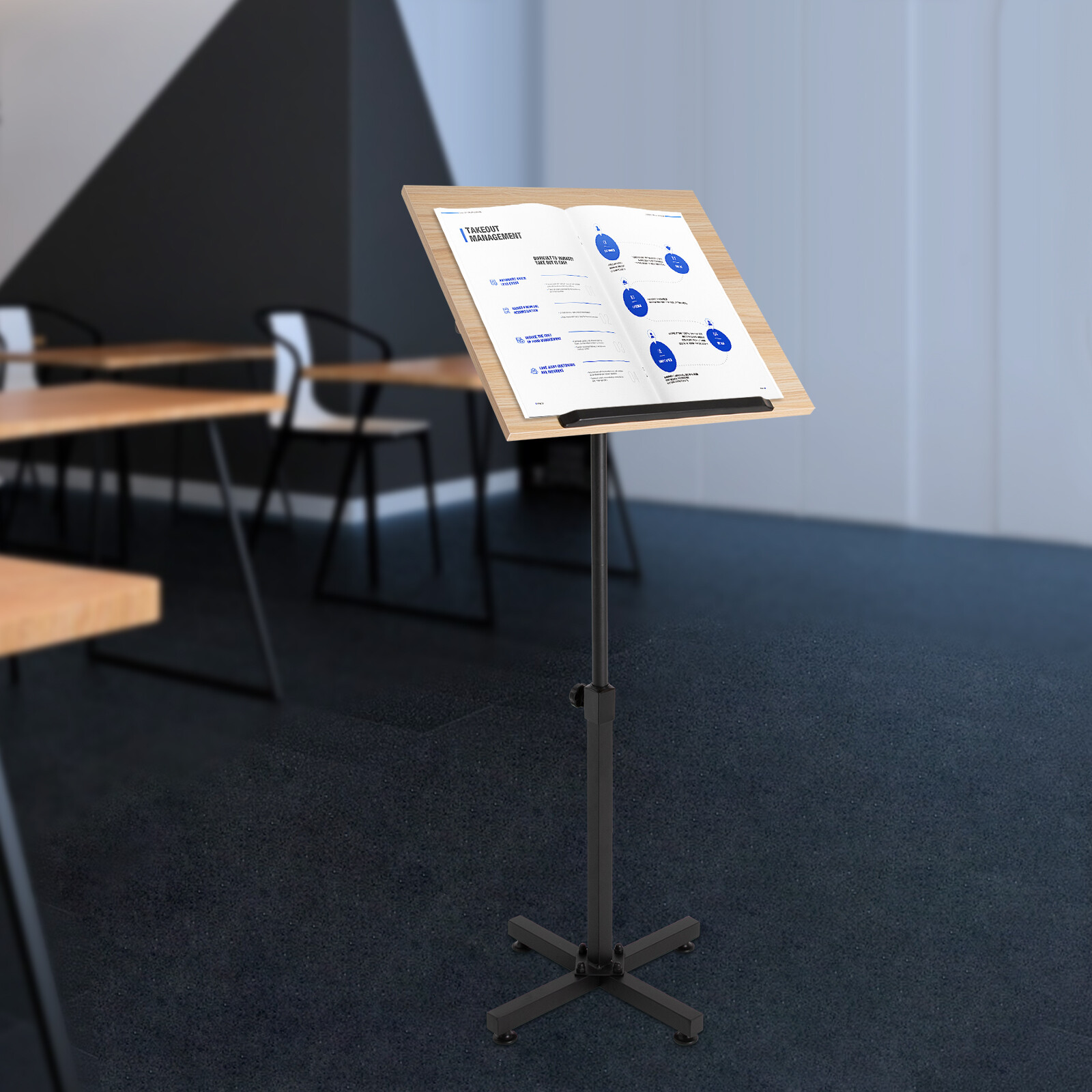 Portable 360�� Adjustable Lectern Presentation Podium Stand with Laptop Holder