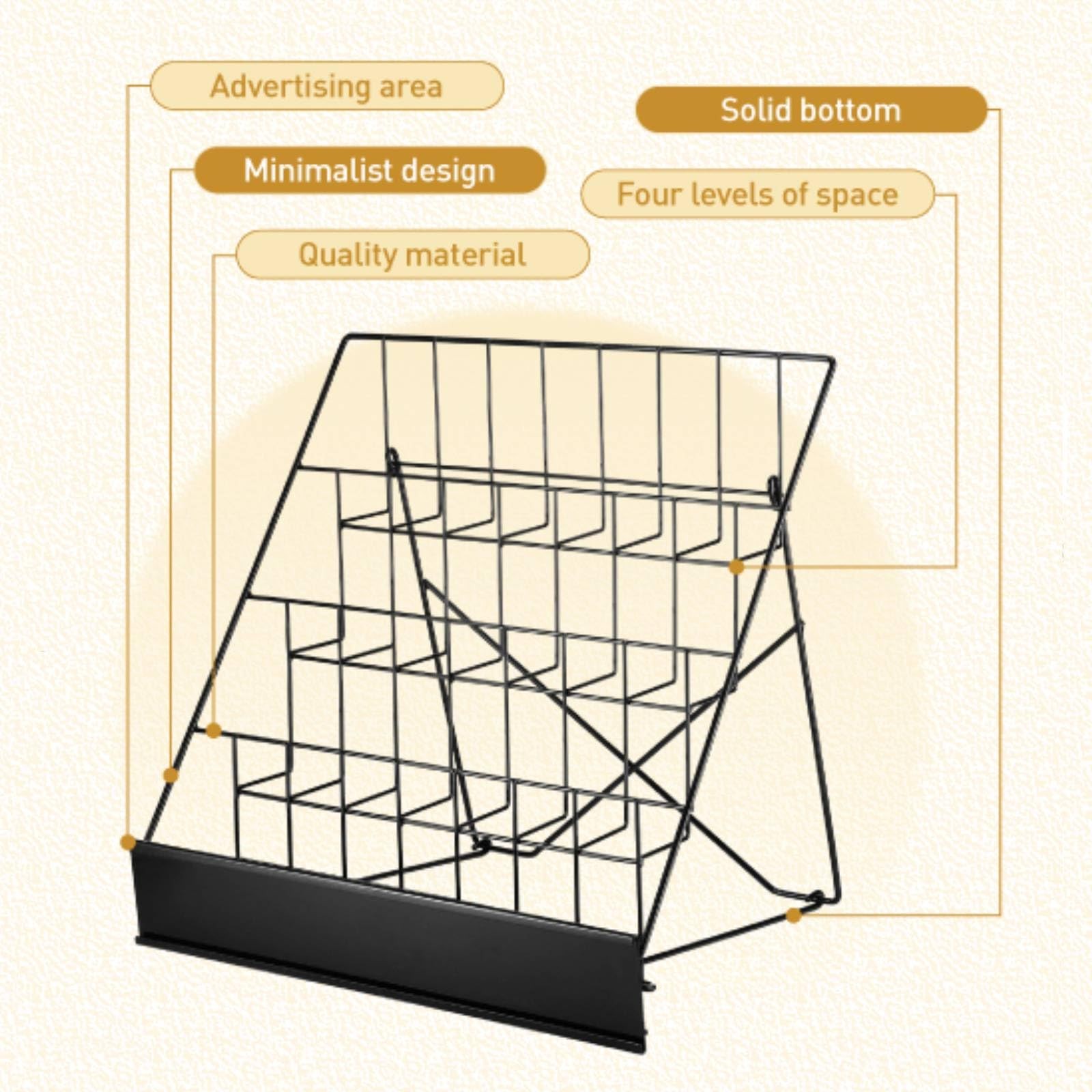4-Tier Tabletop Book Display Rack, Magazine and CD Holder, 16.14 x 17.95 x 17…