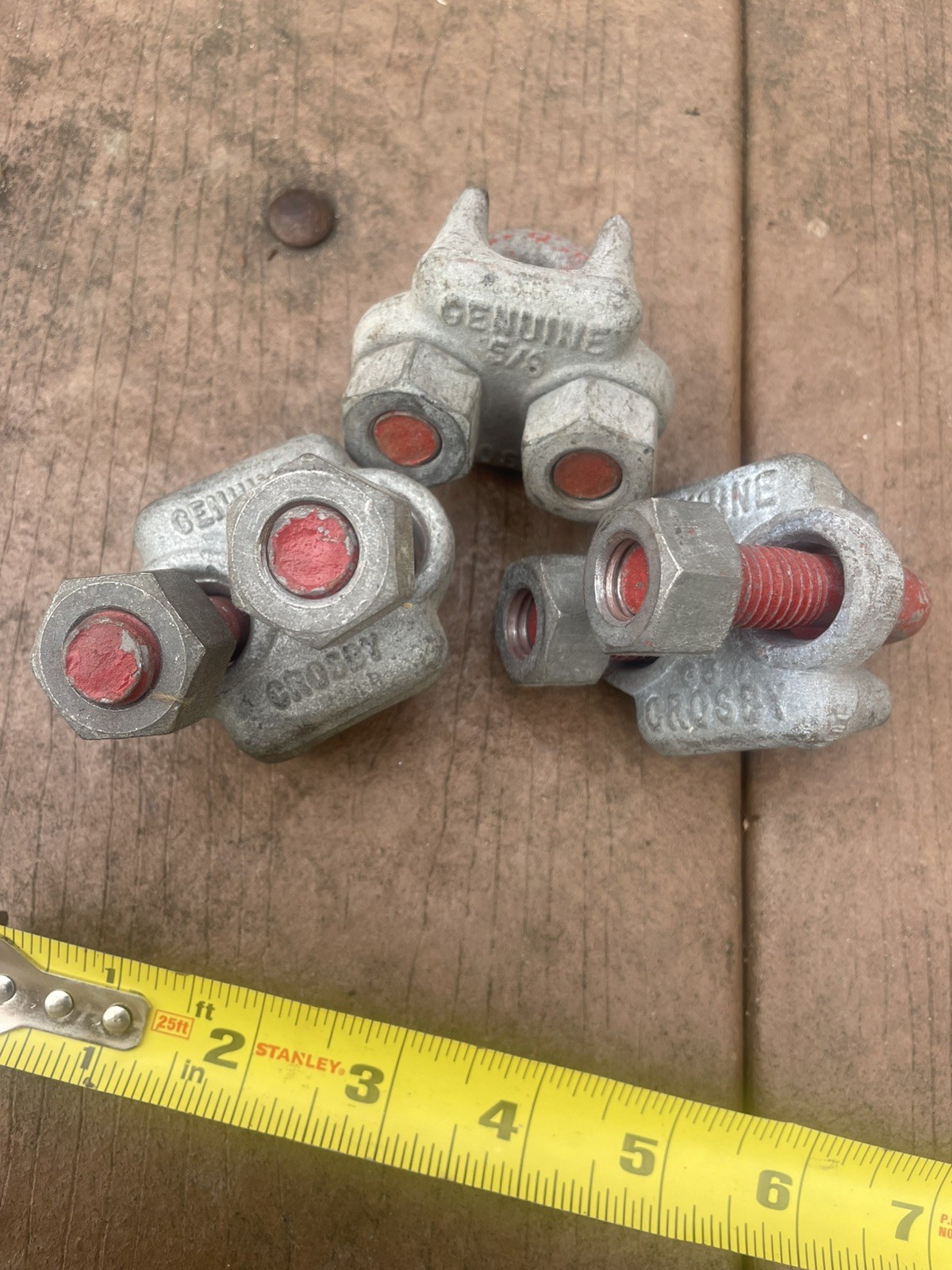 3 pcs: Crosby 5/8” Wire Rope Cable Clamp / U-Bolt. G-450 Red 5/8 Inch. NOS