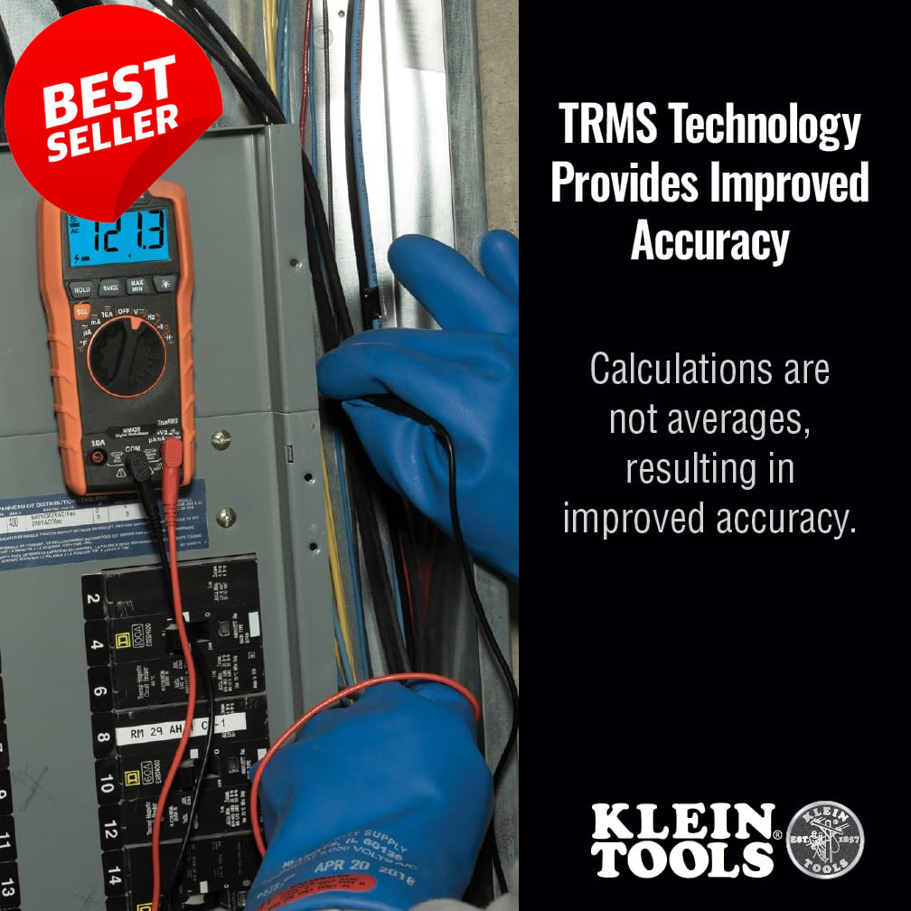 Klein Tools MM420 TRMS Digital Multimeter Auto Ranging 600V 10A Tester – US