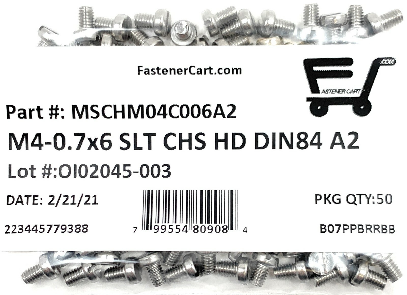 (50) M4-0.7 x6 Stainless Steel Slotted Cheese Head Machine Screw DIN84 A2 M4x6