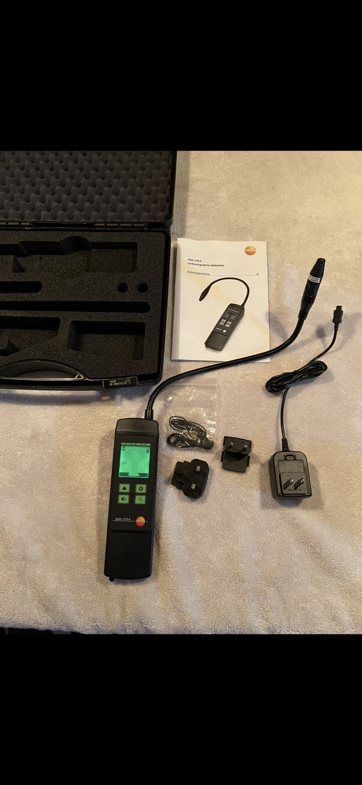 Testo 316-4 Refrigerant Leak Detector Kit 0563 3164 w/ Case Charger Earphones