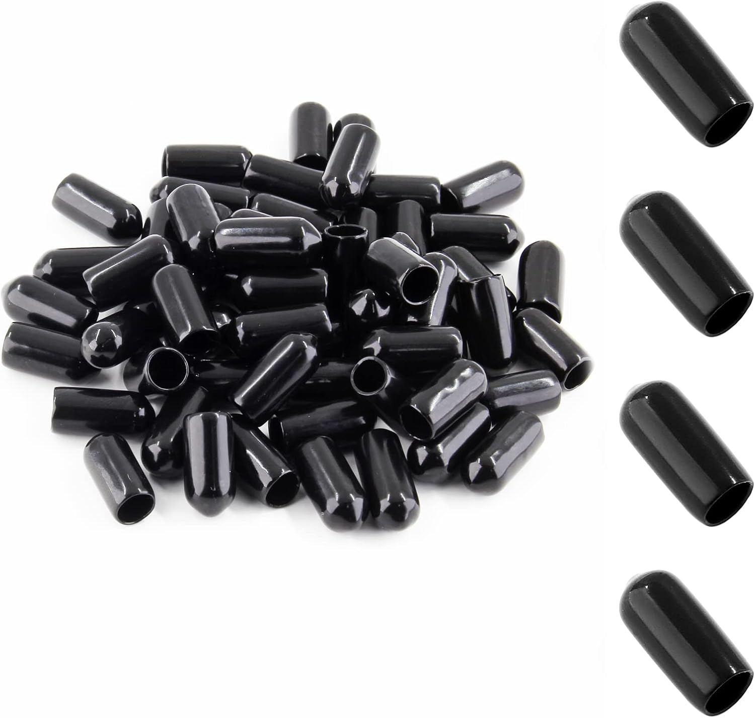 120PCS round Rubber End Caps 1/4 Inch/6.5Mm Screw Thread Protectors round Tube