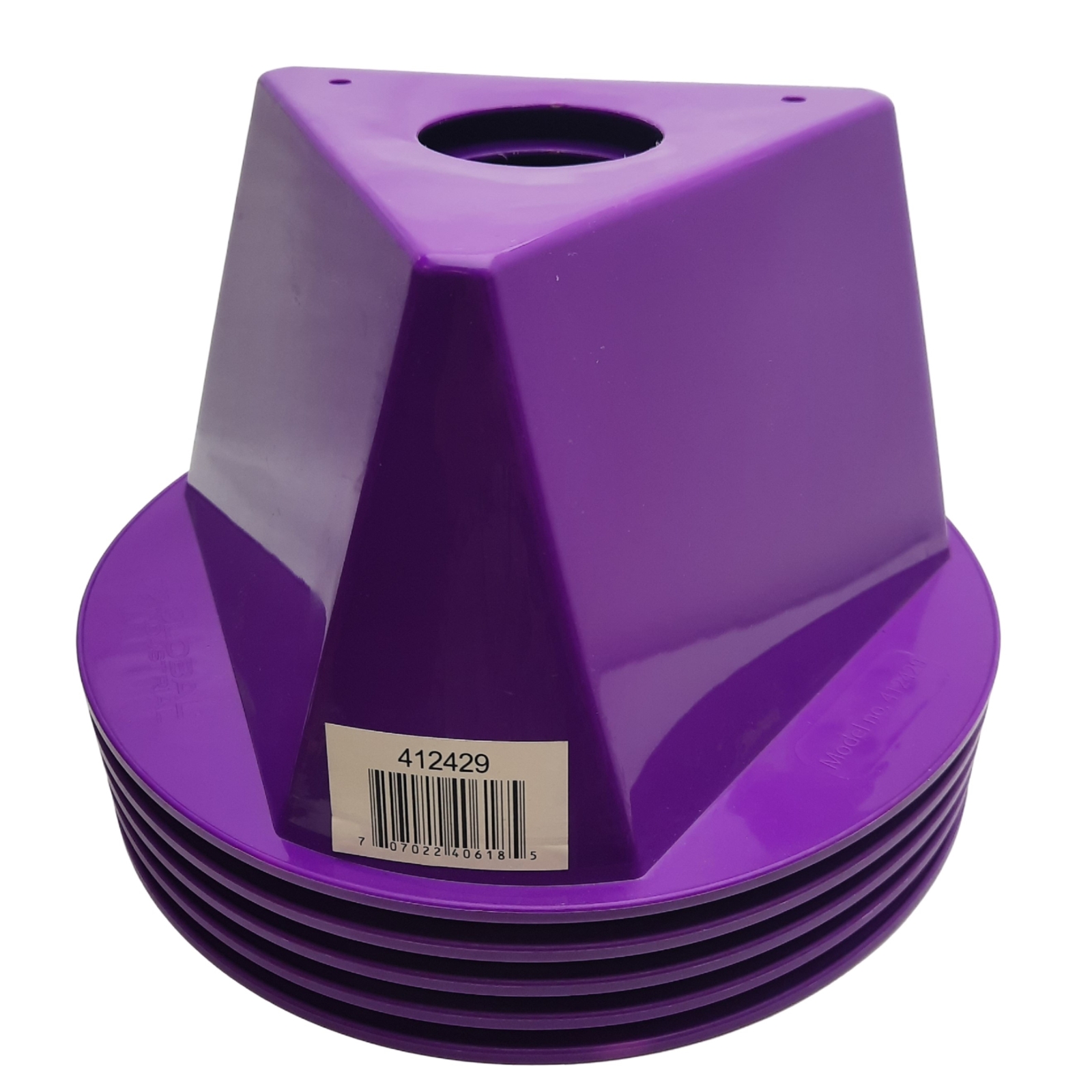 Lot of 5 Global Industrial 412429 Inventory Control Cone Purple, 5″ x 10″ x 10″