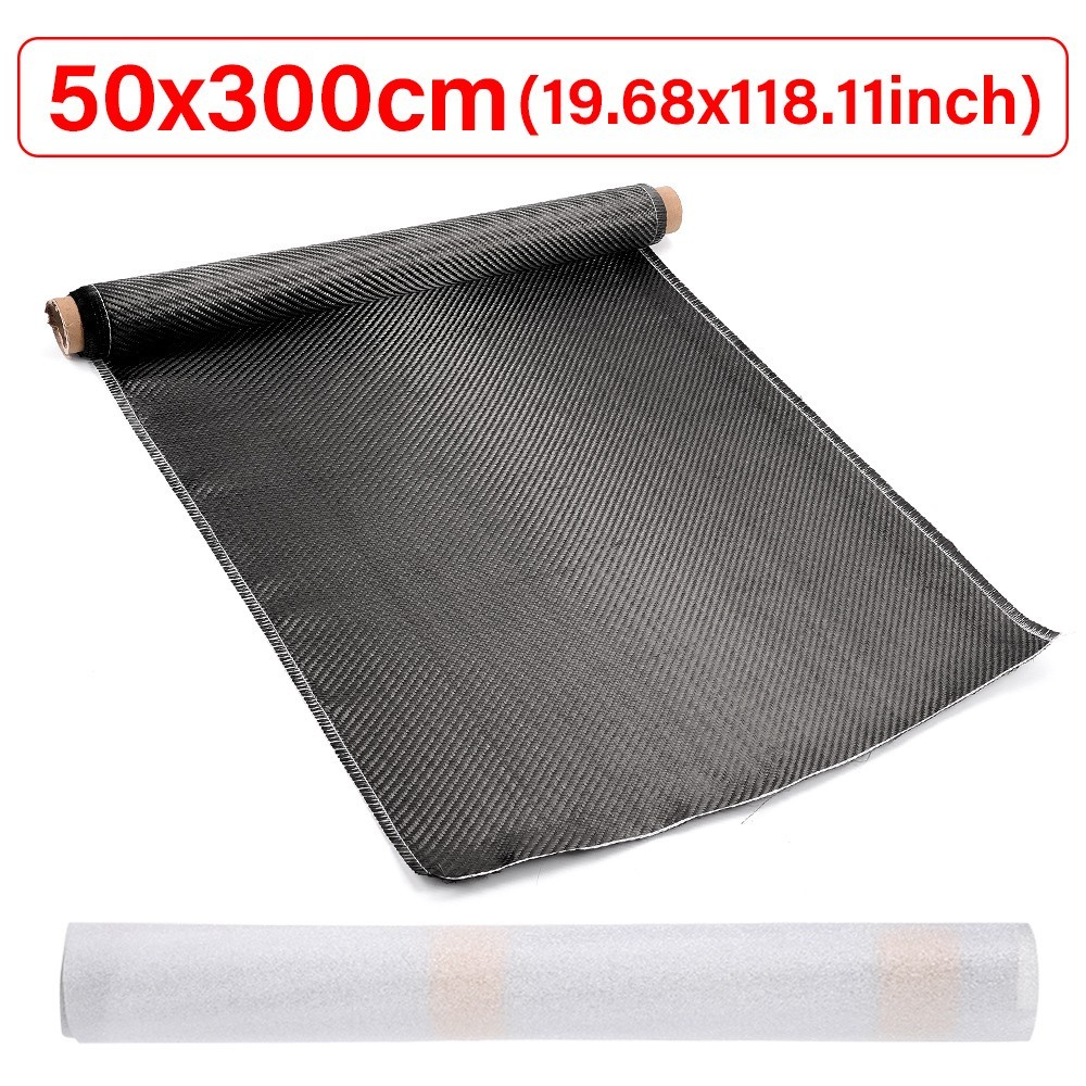 20″ x 10FT Real Carbon Fiber Fabric Cloth Roll 3k 200gsm 2×2 Twill Weave Black