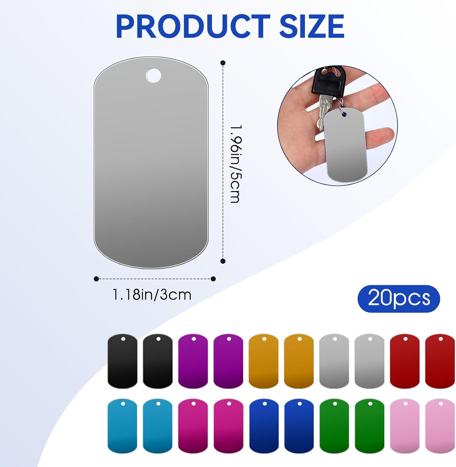 Metal Stamping Blanks Aluminum Tags 20 Pcs Multicolor Engraving Dog Keychain