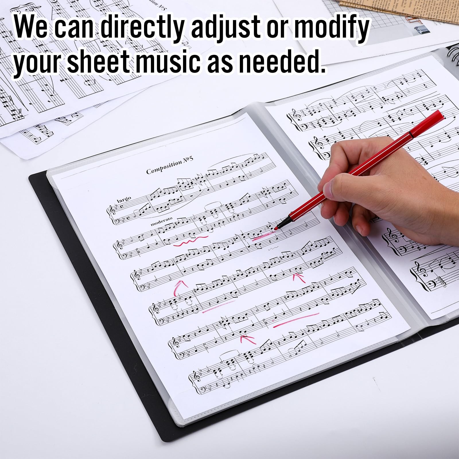 4 Pages Expand Sheet Music Folder Spiral Binder Black 8.5×11 Inch 60 Pages