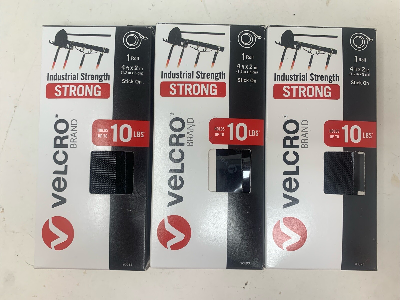 (3) VELCRO Brand 90593 Industrial Strength Medium Nylon Hook Loop Fastener 044