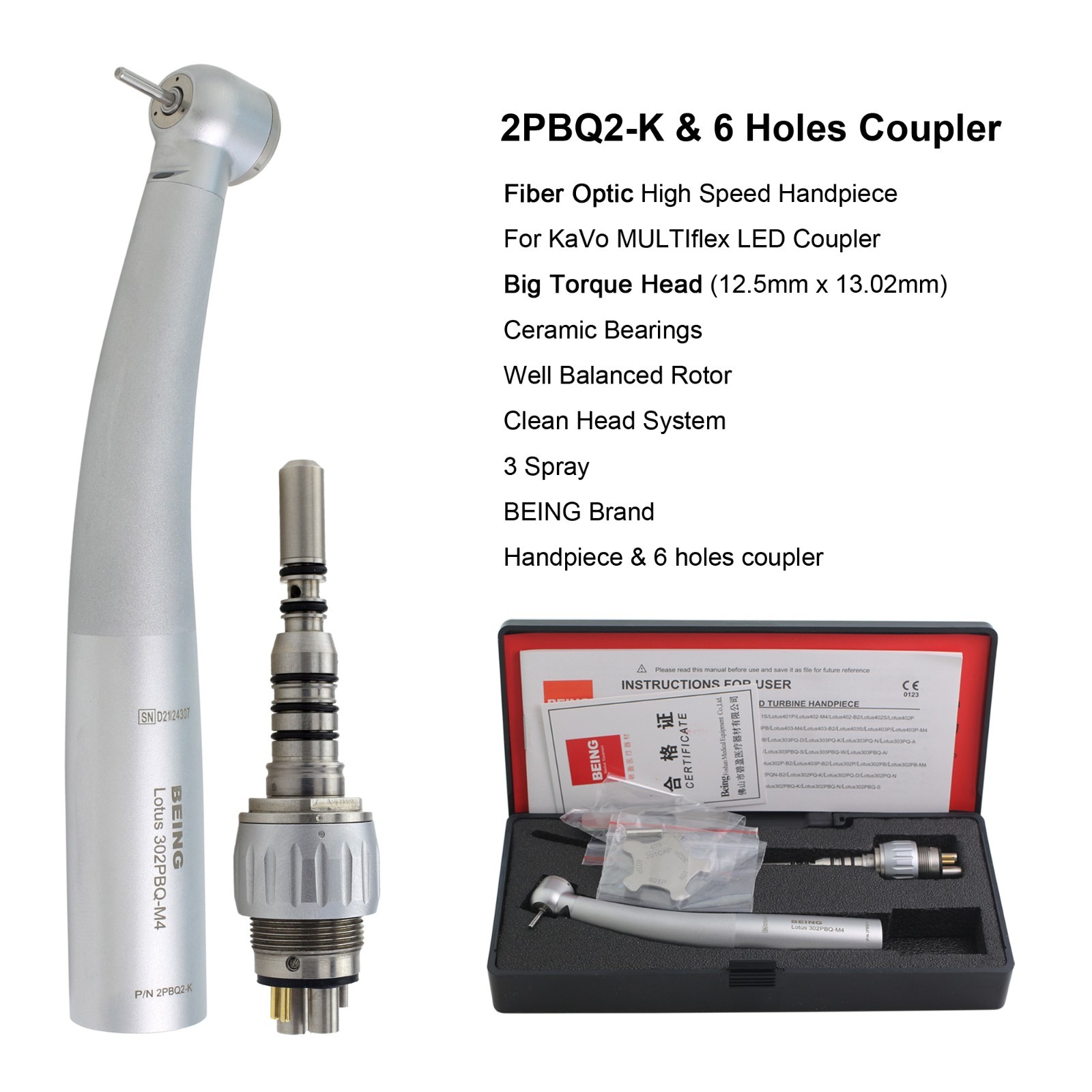 BEING Dental High Speed Handpiece Surgical 45° Fiber Optic For KaVo MULTIflex