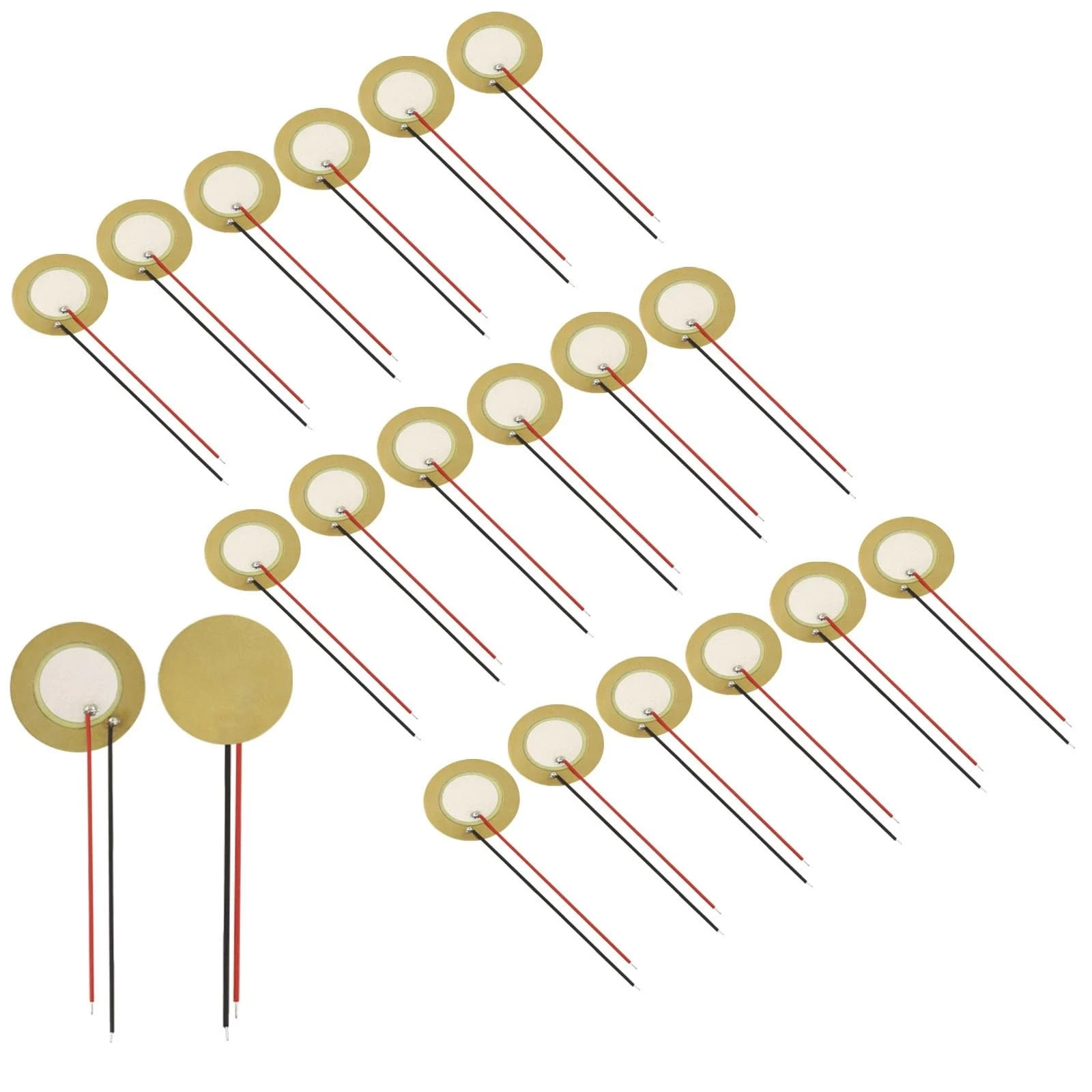 20 Pack 27mm Piezo Discs with Leads, Acoustic Transducer Microphone Piezo Pic…