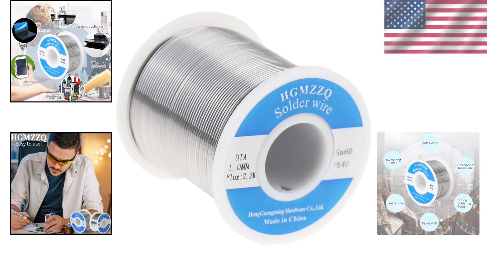 1lb Rosin Core Solder Wire – 60/40 Tin Lead 0.039inch for Effortless Soldering