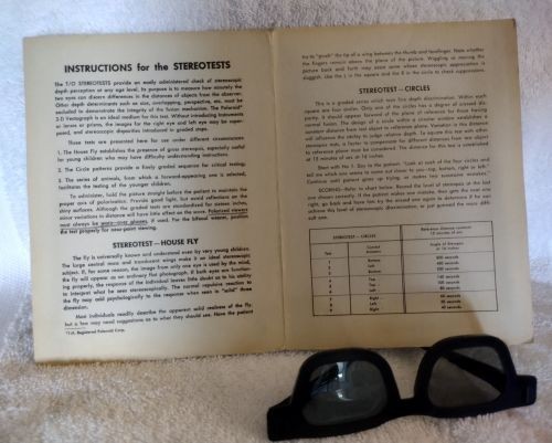 Titmus Fly Stero Fly Book & 1 Pair Of Stereo Glasses Ophthalmology Optometry