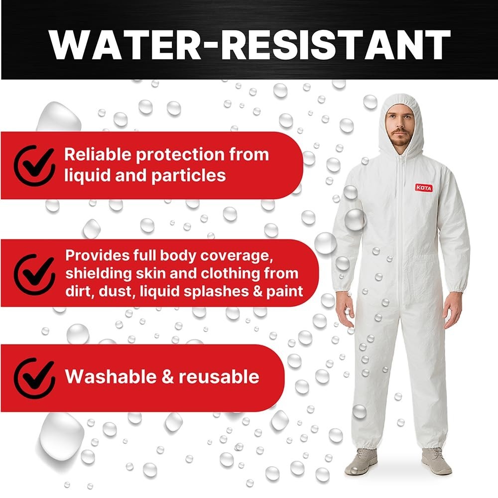 LAUCO White Polyester Reusable & Washable Paint Coverall Spray Suit With Hood