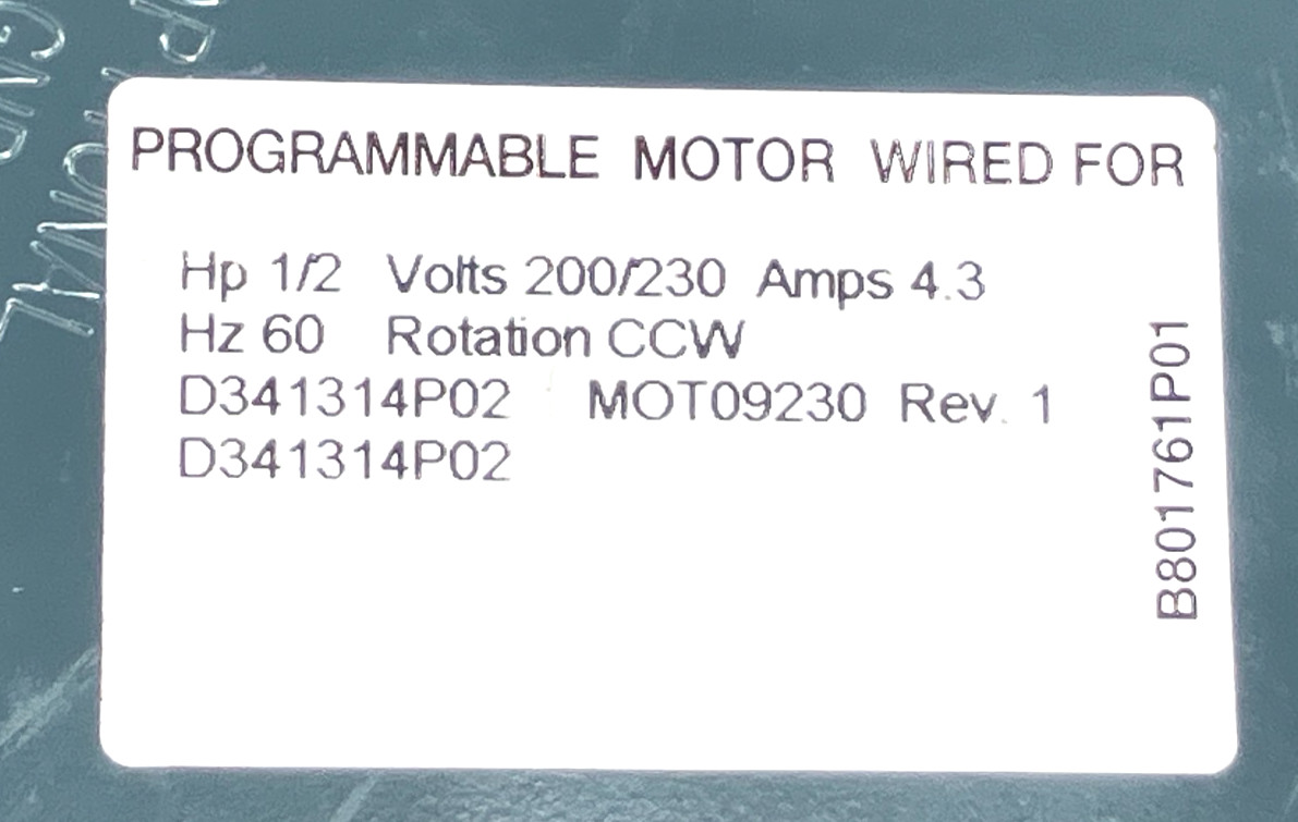 GE ECM2.3 CN03 Wired for D341314P02 MOT09230 1/2HP 200/230V CCWLE used #J294