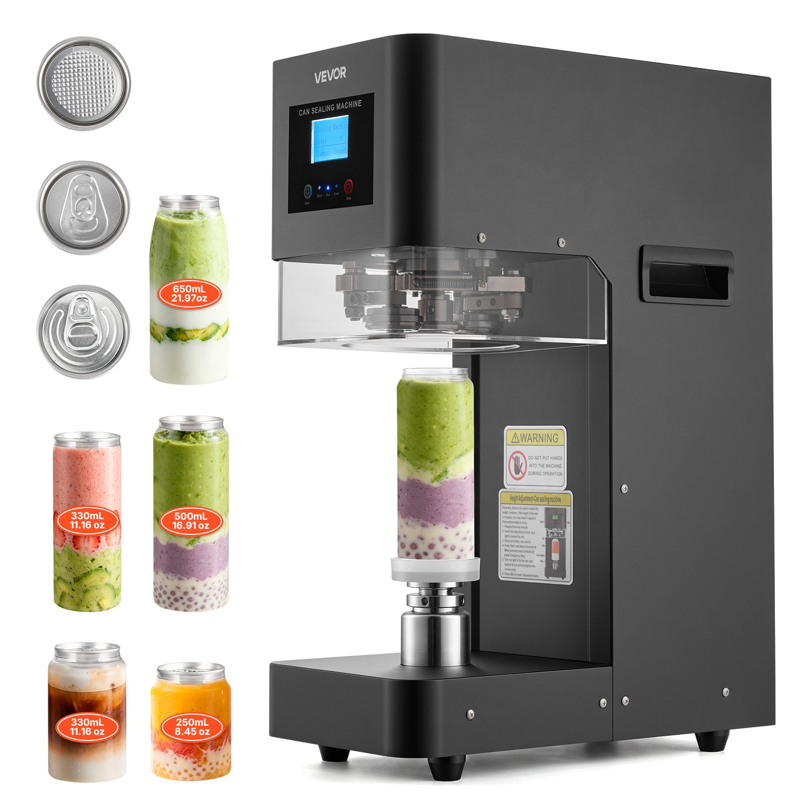Uimoso Automatic Can Sealer Machine for Soda and Coffee Shops, Black