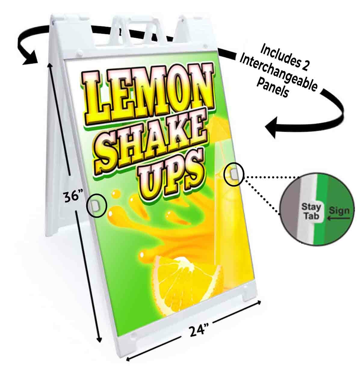 LEMON SHAKE UPS Signicade 24×36 AFrame Plastic Sidewalk Sign CARNIVAL FAIR FOOD