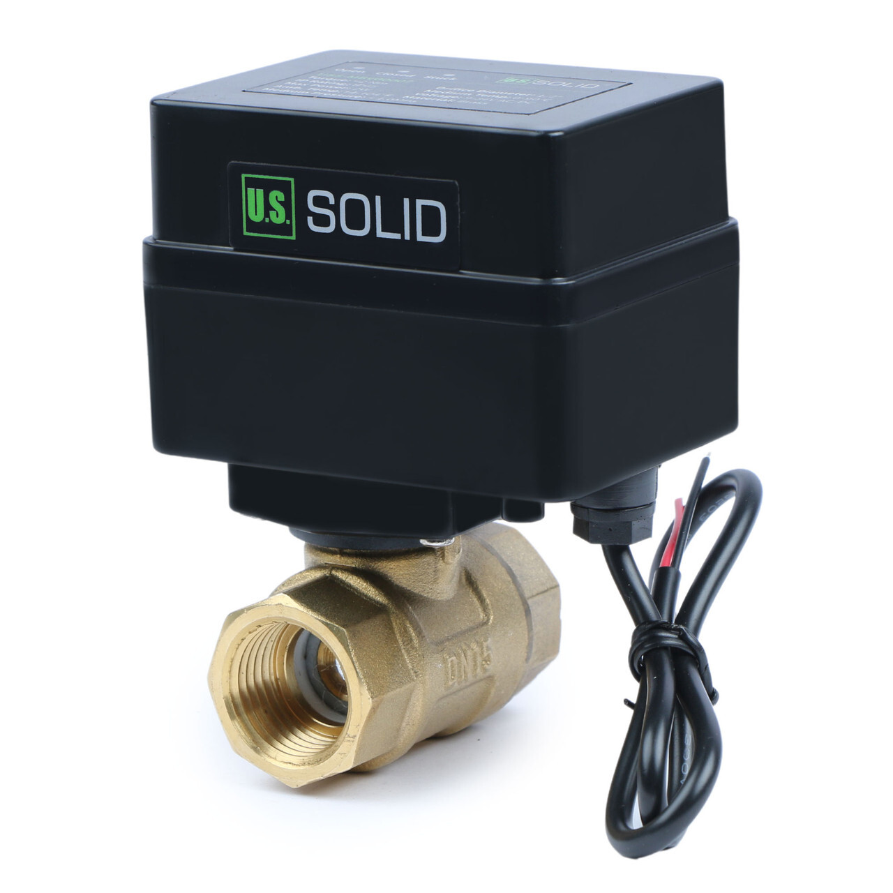 U.S. Solid Motorized Ball Valve with Indicator Lights 1/2 in Brass 9-36V N/C