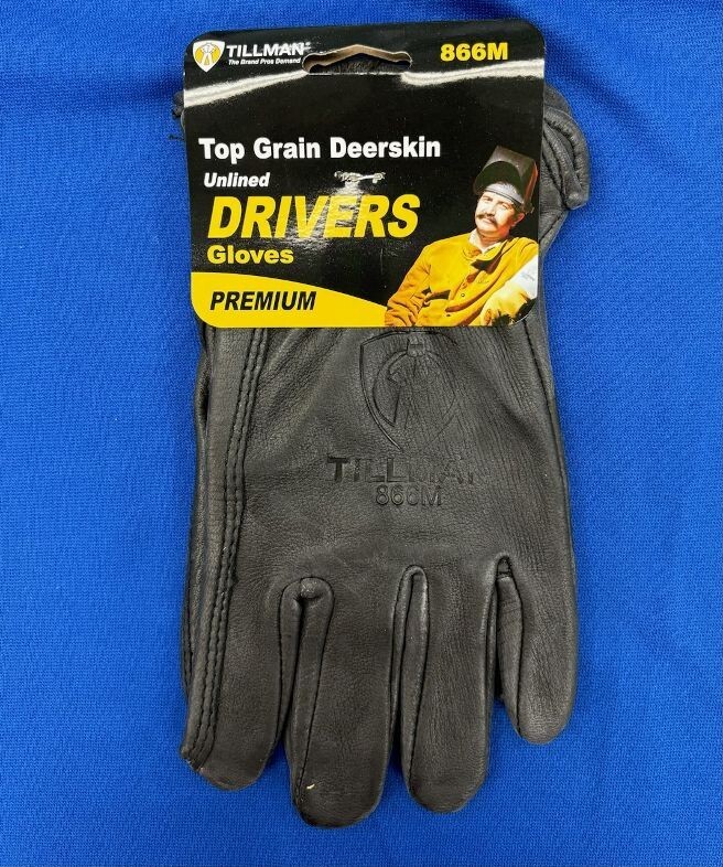 TILLMAN 866M DRIVERS GLOVES MEDIUM Top Grain Deerskin Premium Black