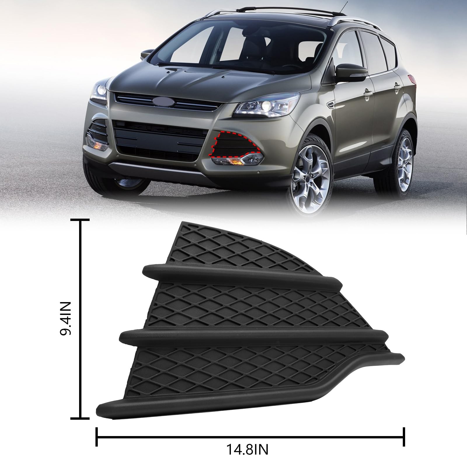 Front Lower Bumper Cover Insert Fog Lamp Trim Driver LH 2013-2016 Ford Escape