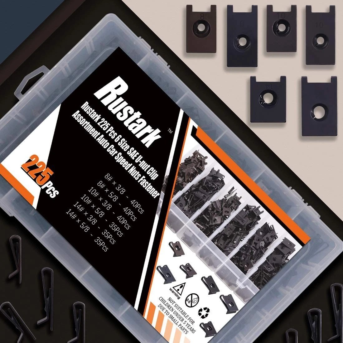 Professional 225 Pcs U-nut Clip Kit for Auto Panels