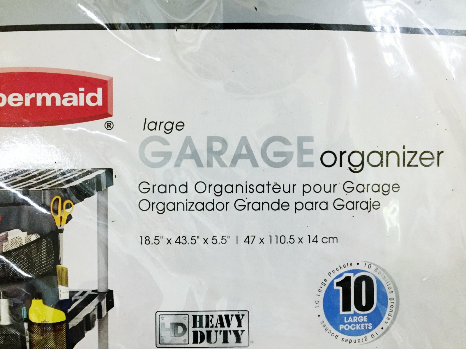 Rubbermaid 10 Pocket Large Garage Organizer Heavy Duty 18.5″ X 43.5″ X 5.5″
