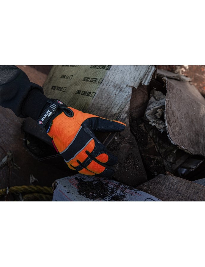 Majestic Glove 2145HOH Hi-Visibility Orange Winter Lined, Mechanics Style Glove
