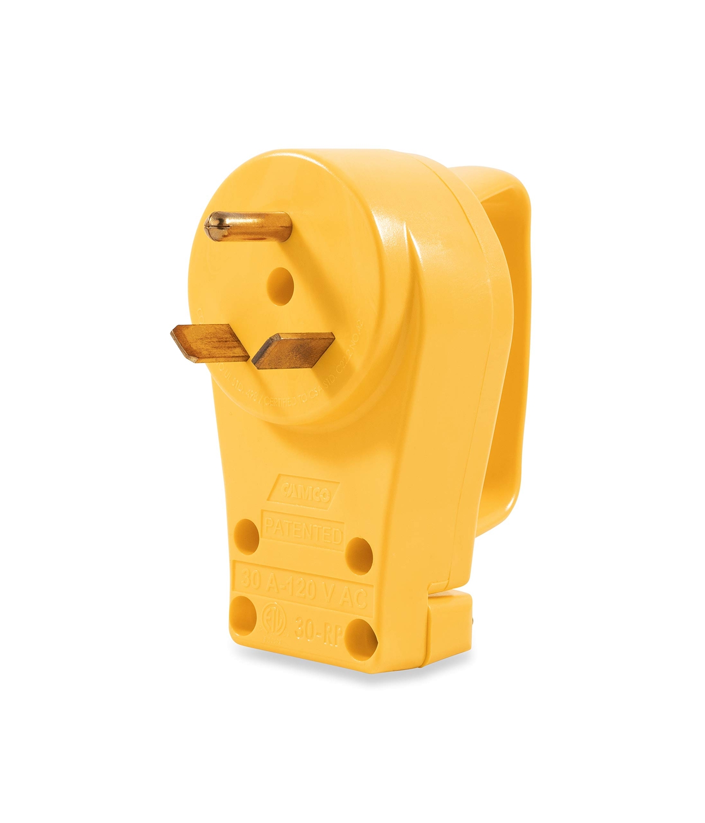 Camco 30 Amp RV Male Replacement Plug with Power Grip Handle ETL Listed