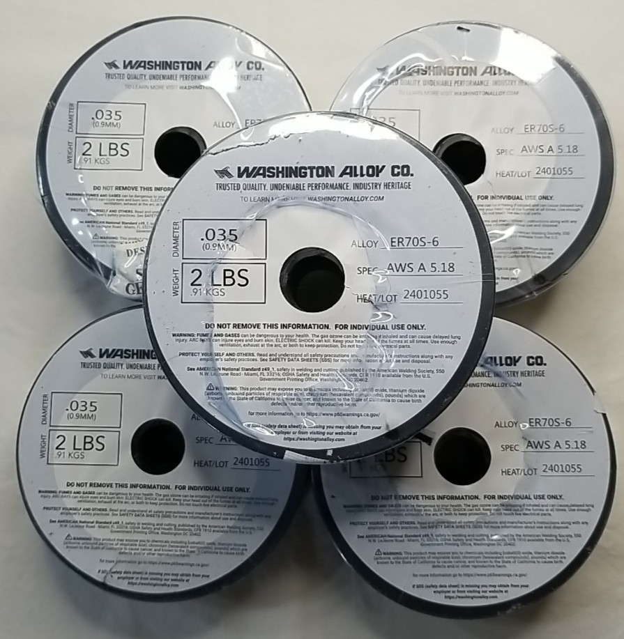 5 Pack Washington Alloy ER70S-6 Steel MIG Welding Wire 2# Spool 10 Pounds Total