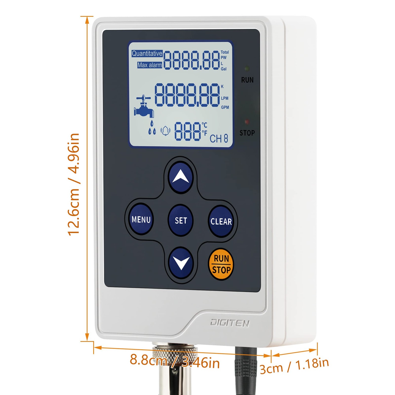 DIGITEN Water Liquid Flow Rate Volume Digital Display Flowmeter Quantitative…