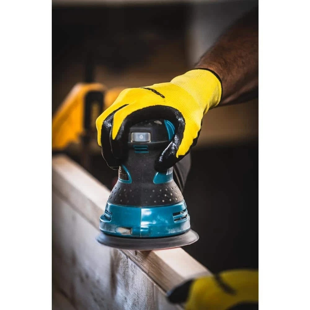 FIRM GRIP Work Gloves Men’s Large Nitrile Coated Machine Washable Yellow 10 Pack