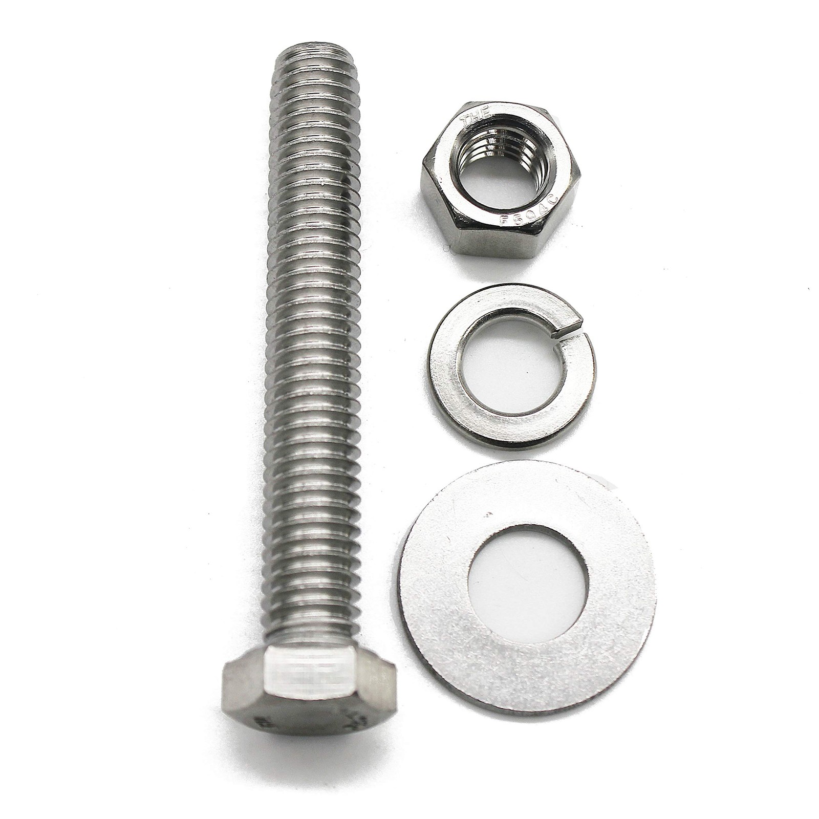 (10 Sets) 1/4-20×2 Stainless Steel Hex Head Screws Bolts, Nuts, Flat & Lock W…