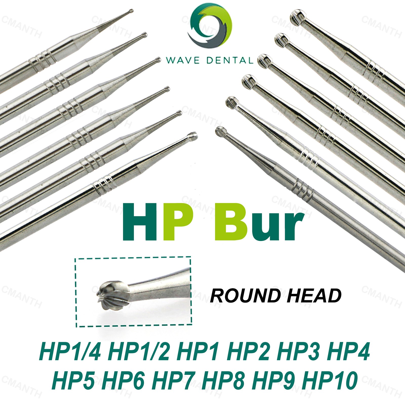US WAVE Dental Carbide Burs HP Tungsten Carbide Burs Dia 2.35mm Drills 5Pcs