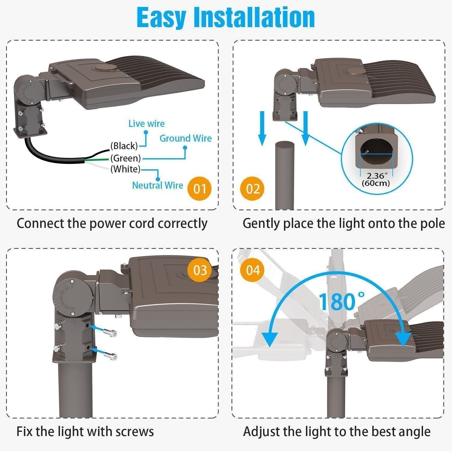 480V 320W LED Parking Lot Light Commercial Shoebox Street Pole Lighting Fixture